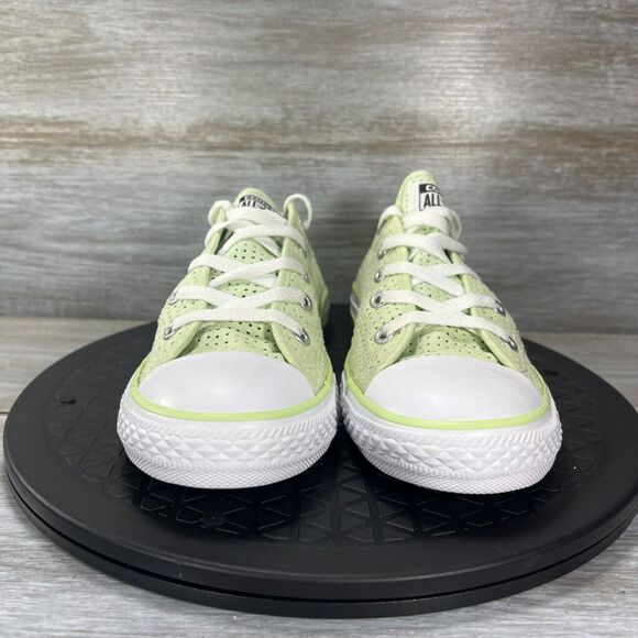 Converse kids All-Star Perforated lime green low-top Sneakers Size 4 - Picture 2 of 9